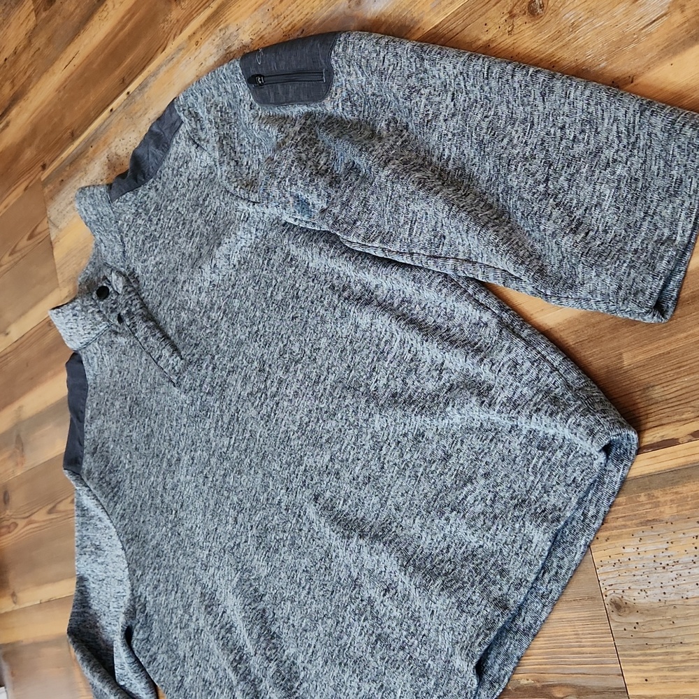 Greg Norman Collection Light Gray Heathered Stand-Up Collar Pullover - Picture 3 of 5